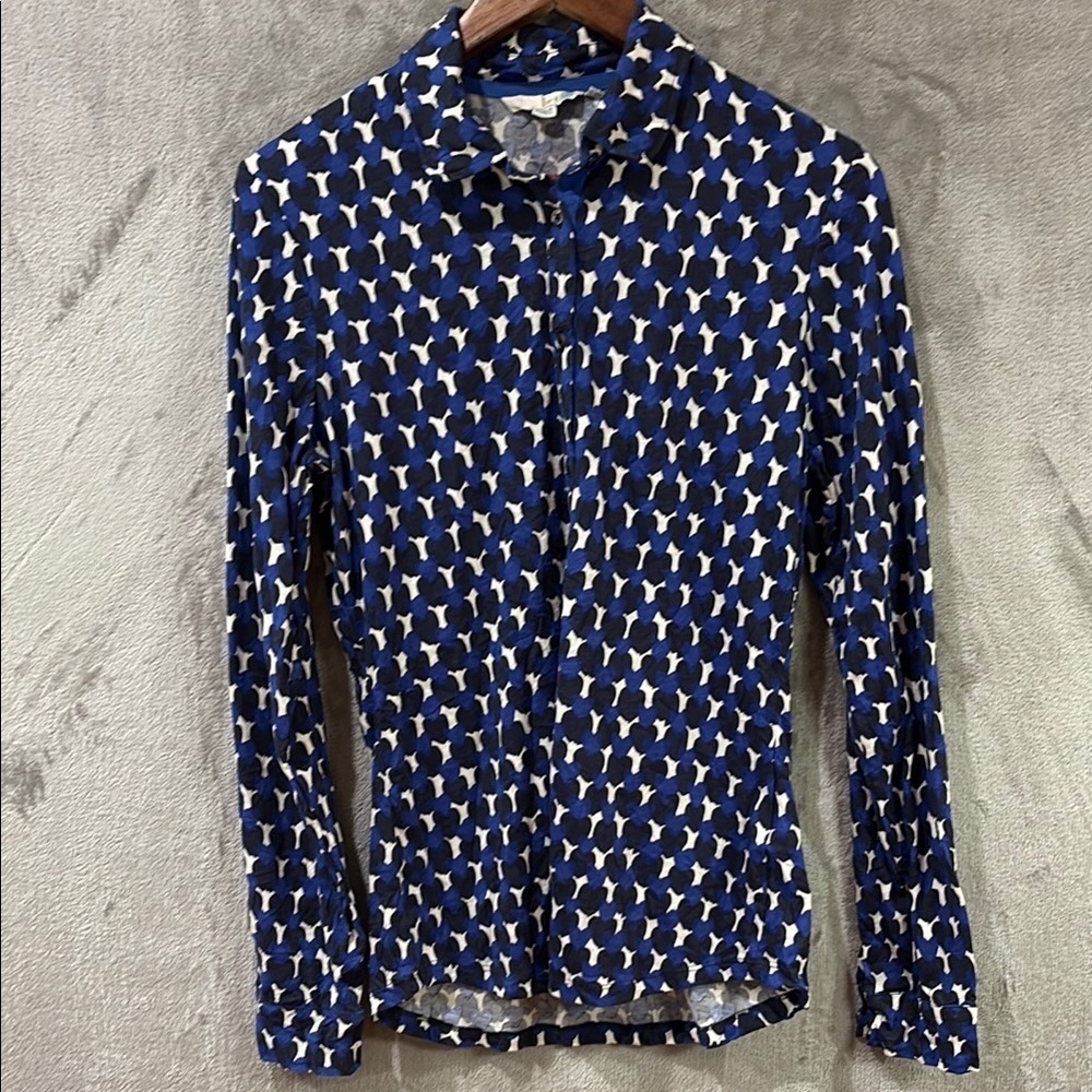 Boden Repeating Hearts Print Black White Blue Sz 6